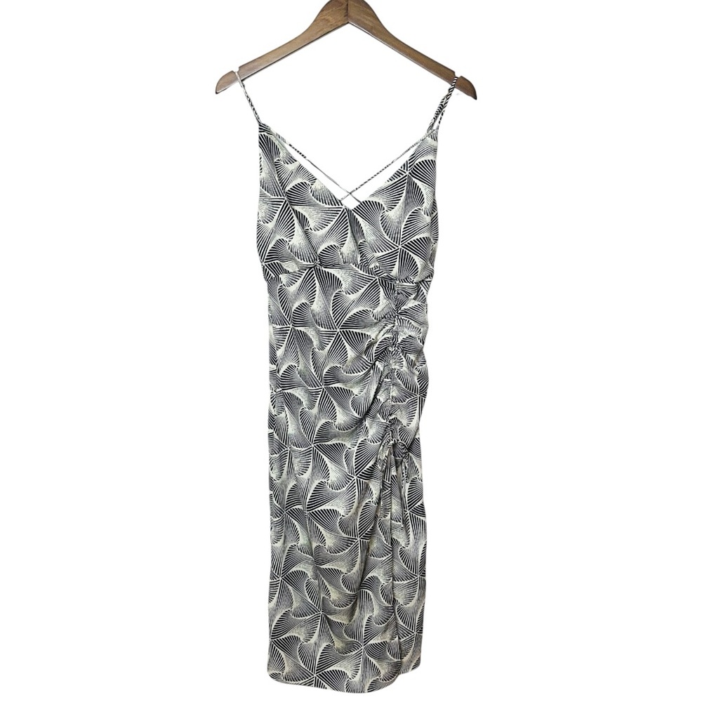 Urban Outfitters Black White Printed Ruched Midi Dress Tie Back Cutout Small - Picture 6 of 15